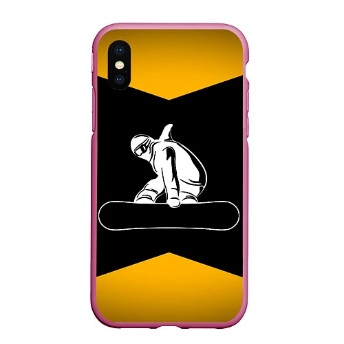 Чехол iPhone XS Max матовый Сноубордист / 3D-Малиновый – фото 1