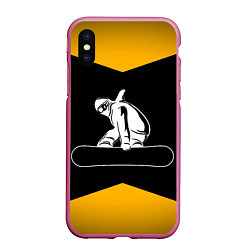 Чехол iPhone XS Max матовый Сноубордист, цвет: 3D-малиновый