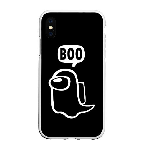 Чехол iPhone XS Max матовый BOO Among Us / 3D-Белый – фото 1