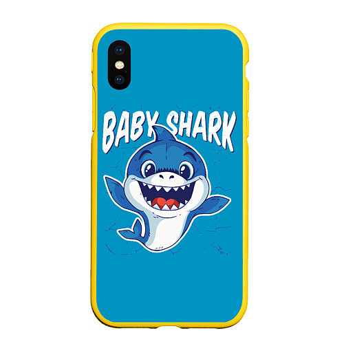 Чехол iPhone XS Max матовый Baby Shark / 3D-Желтый – фото 1