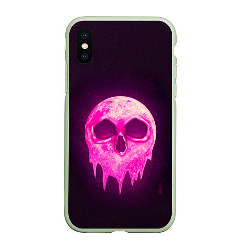 Чехол iPhone XS Max матовый Розовая Луна / 3D-Салатовый – фото 1