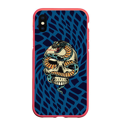 Чехол iPhone XS Max матовый Snake&Skull / 3D-Красный – фото 1