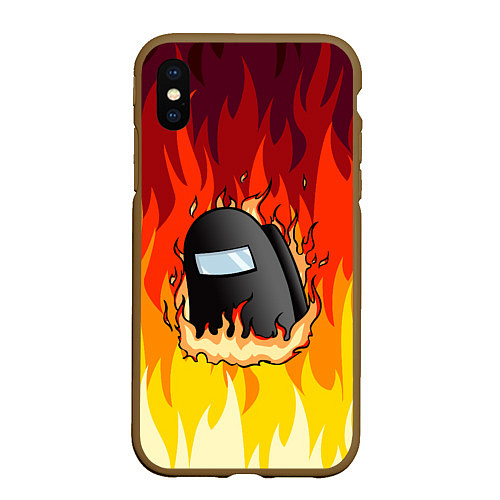 Чехол iPhone XS Max матовый Among Us Fire Z / 3D-Коричневый – фото 1