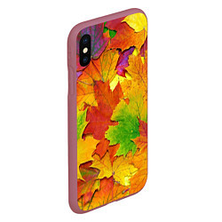 Чехол iPhone XS Max матовый Осенние листья, цвет: 3D-малиновый — фото 2
