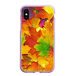 Чехол iPhone XS Max матовый Осенние листья, цвет: 3D-сиреневый