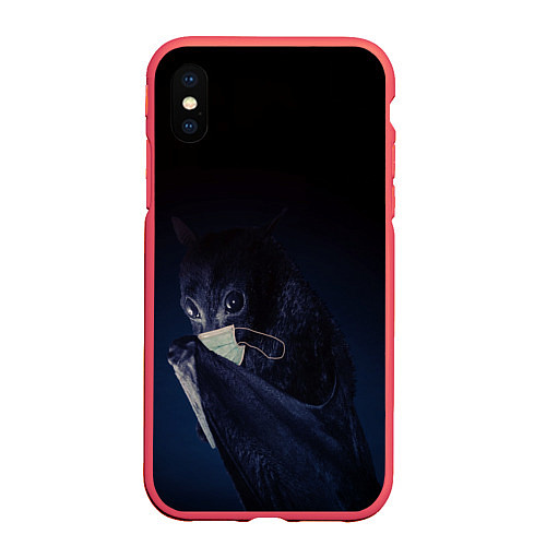 Чехол iPhone XS Max матовый Летучая мышь в маске / 3D-Красный – фото 1