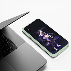 Чехол iPhone XS Max матовый Клинок рассекающий демонов, цвет: 3D-салатовый — фото 2