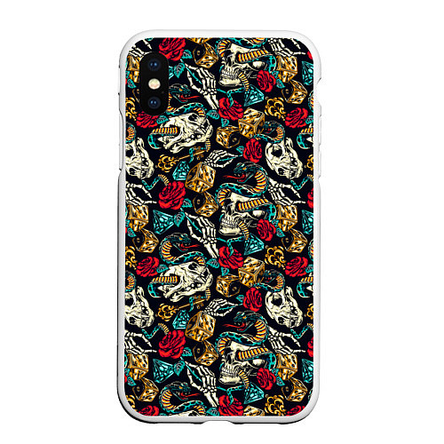 Чехол iPhone XS Max матовый Hardcore tattoo / 3D-Белый – фото 1