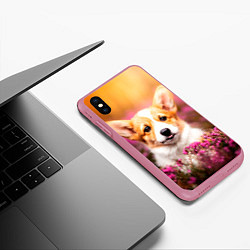 Чехол iPhone XS Max матовый Вельш-корги, цвет: 3D-малиновый — фото 2