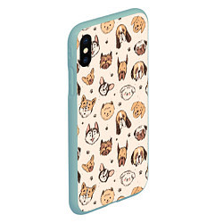 Чехол iPhone XS Max матовый Хипстерские собачки, цвет: 3D-мятный — фото 2