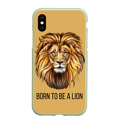 Чехол iPhone XS Max матовый Рождённый быть львом, цвет: 3D-салатовый
