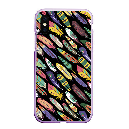 Чехол iPhone XS Max матовый Feathers / 3D-Сиреневый – фото 1