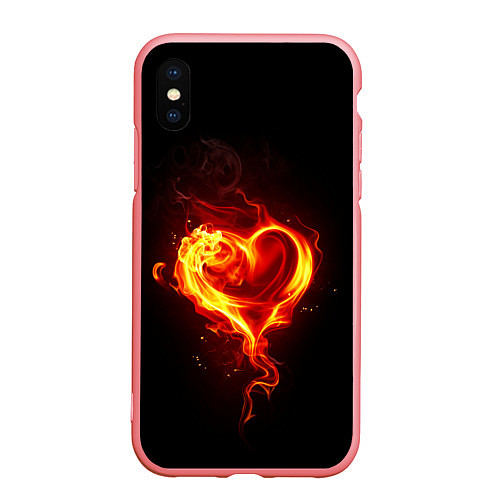 Чехол iPhone XS Max матовый Пламенное сердце / 3D-Баблгам – фото 1
