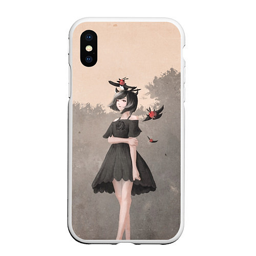 Чехол iPhone XS Max матовый Secre Swallowtail / 3D-Белый – фото 1