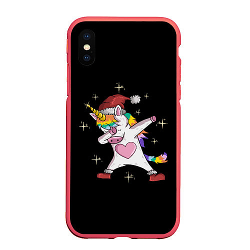 Чехол iPhone XS Max матовый Unicorn Dab / 3D-Красный – фото 1