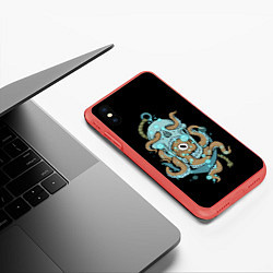Чехол iPhone XS Max матовый ЧЕРЕП И ЩУПАЛЬЦА, цвет: 3D-красный — фото 2
