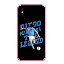 Чехол iPhone XS Max матовый Diego Maradona, цвет: 3D-розовый