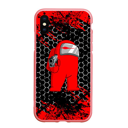 Чехол iPhone XS Max матовый Among Us Impostor Gun Red / 3D-Баблгам – фото 1