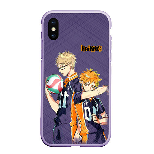 Чехол iPhone XS Max матовый Haikyu!!! / 3D-Светло-сиреневый – фото 1