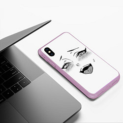 Чехол iPhone XS Max матовый Ахегао, цвет: 3D-сиреневый — фото 2