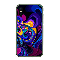 Чехол iPhone XS Max матовый Абстрактный Узор тёмный, цвет: 3D-темно-зеленый