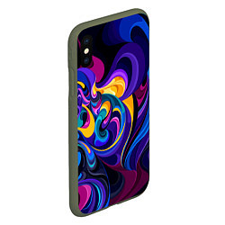 Чехол iPhone XS Max матовый Абстрактный Узор тёмный, цвет: 3D-темно-зеленый — фото 2