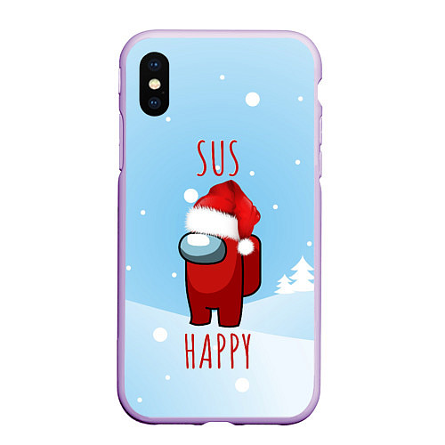 Чехол iPhone XS Max матовый SUS HAPPY AMONG US / 3D-Сиреневый – фото 1