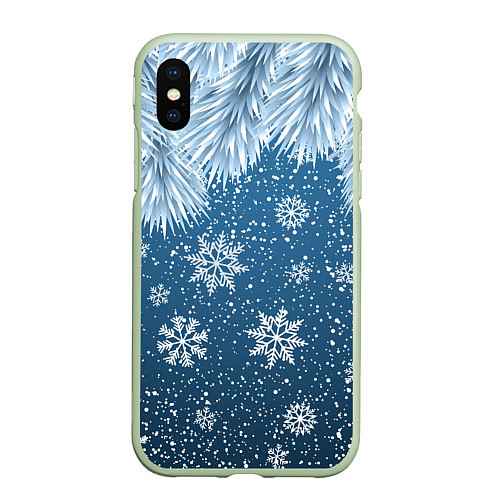 Чехол iPhone XS Max матовый Снежное Настроенние / 3D-Салатовый – фото 1