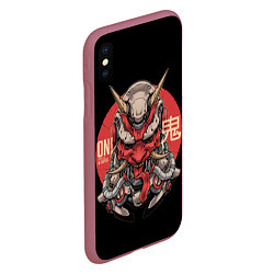 Чехол iPhone XS Max матовый Cyber Oni Samurai, цвет: 3D-малиновый — фото 2