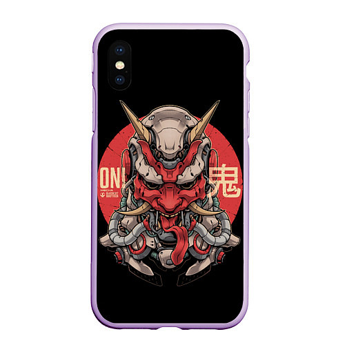 Чехол iPhone XS Max матовый Cyber Oni Samurai / 3D-Сиреневый – фото 1