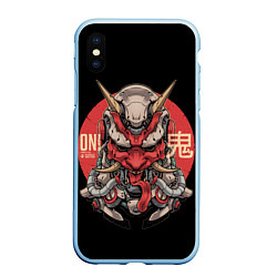 Чехол iPhone XS Max матовый Cyber Oni Samurai, цвет: 3D-голубой