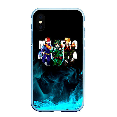 Чехол iPhone XS Max матовый Моя геройская академия / 3D-Голубой – фото 1
