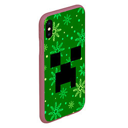 Чехол iPhone XS Max матовый ЗИМНИЙ MINECRAFT, цвет: 3D-малиновый — фото 2