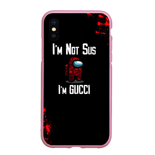 Чехол iPhone XS Max матовый Among Us Gucci / 3D-Розовый – фото 1