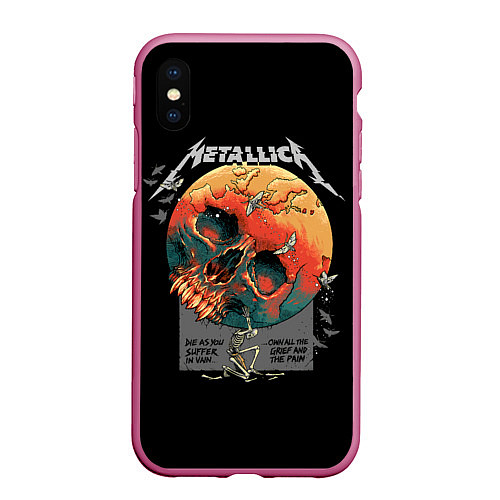 Чехол iPhone XS Max матовый Metallica / 3D-Малиновый – фото 1