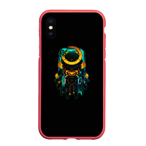 Чехол iPhone XS Max матовый Cyber Samurai / 3D-Красный – фото 1