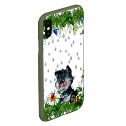 Чехол iPhone XS Max матовый Котёнок, цвет: 3D-темно-зеленый — фото 2
