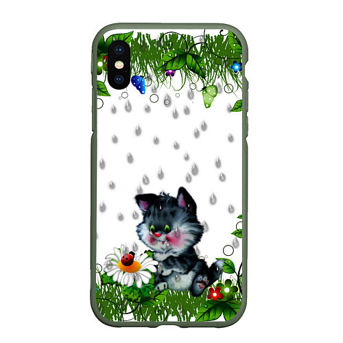 Чехол iPhone XS Max матовый Котёнок / 3D-Темно-зеленый – фото 1