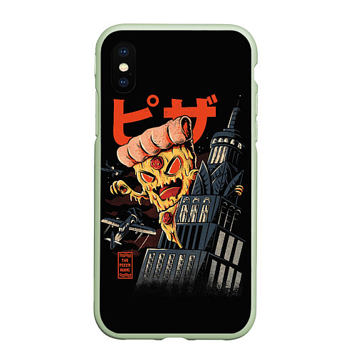 Чехол iPhone XS Max матовый Pizza Kong / 3D-Салатовый – фото 1
