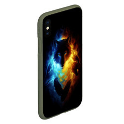 Чехол iPhone XS Max матовый Волки в огне, цвет: 3D-темно-зеленый — фото 2