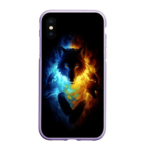 Чехол iPhone XS Max матовый Волки в огне / 3D-Светло-сиреневый – фото 1