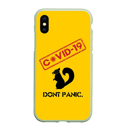 Чехол iPhone XS Max матовый Dont Panic covid-19 / 3D-Салатовый – фото 1