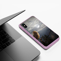 Чехол iPhone XS Max матовый Сова, цвет: 3D-сиреневый — фото 2