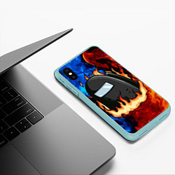 Чехол iPhone XS Max матовый AMONG US, цвет: 3D-мятный — фото 2