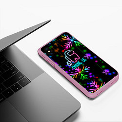 Чехол iPhone XS Max матовый Among Us New Year, цвет: 3D-розовый — фото 2