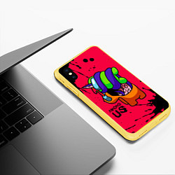 Чехол iPhone XS Max матовый AMONG US - ORANGE & GREEN, цвет: 3D-желтый — фото 2