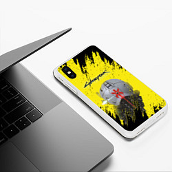 Чехол iPhone XS Max матовый Cyberpunk 2077, цвет: 3D-белый — фото 2