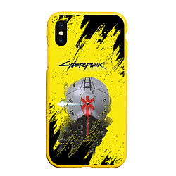 Чехол iPhone XS Max матовый Cyberpunk 2077, цвет: 3D-желтый