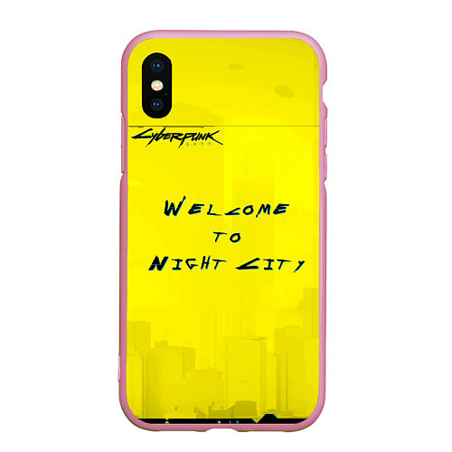 Чехол iPhone XS Max матовый Cyberpunk 2077 / 3D-Розовый – фото 1