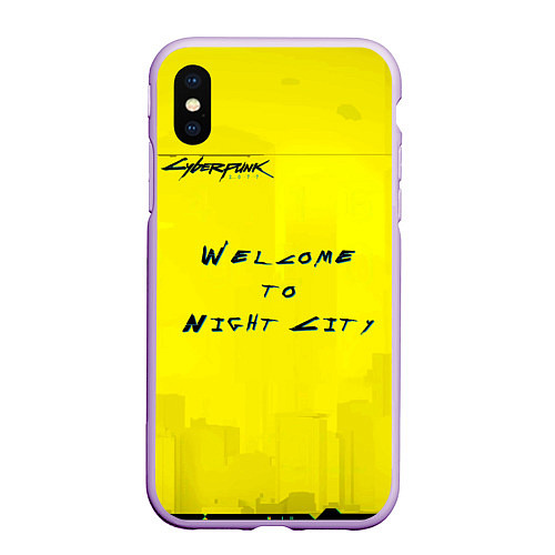 Чехол iPhone XS Max матовый Cyberpunk 2077 / 3D-Сиреневый – фото 1